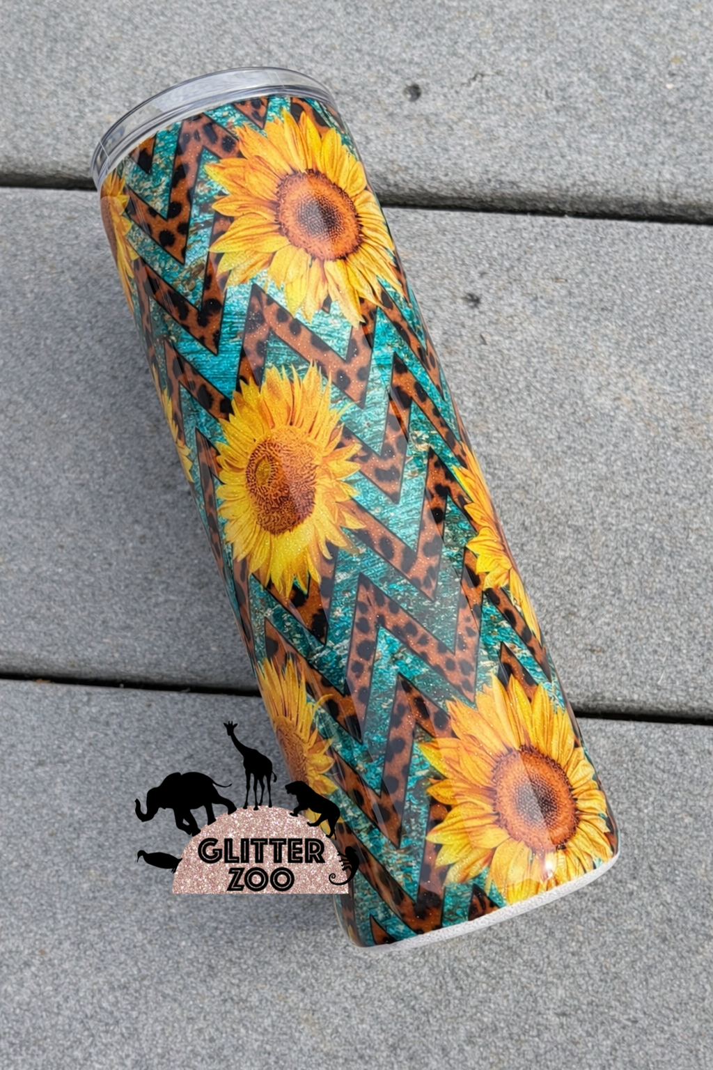 Don’t Rush Your Growth - Sunflower & Leopard Chevron Tumbler