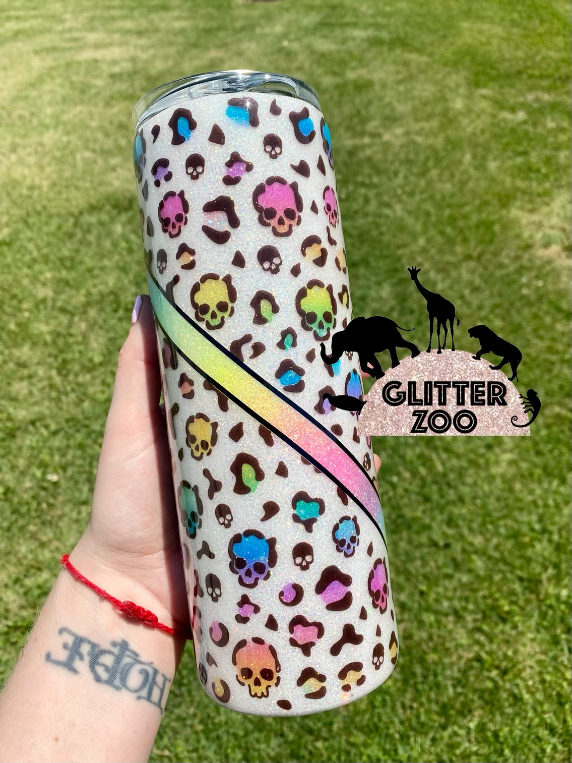 Rainbow Skulls & Leopard Tumbler