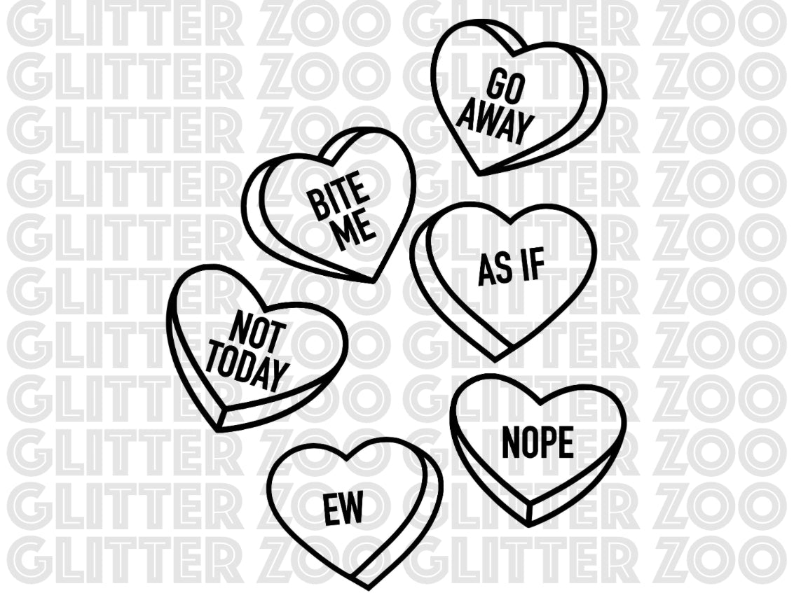 Anti VDay Candy Hearts SVG