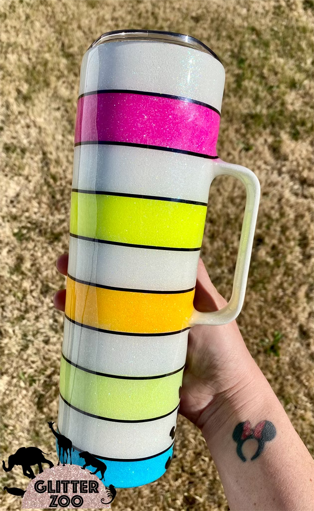 Neon Stripes & Leopard Tumbler