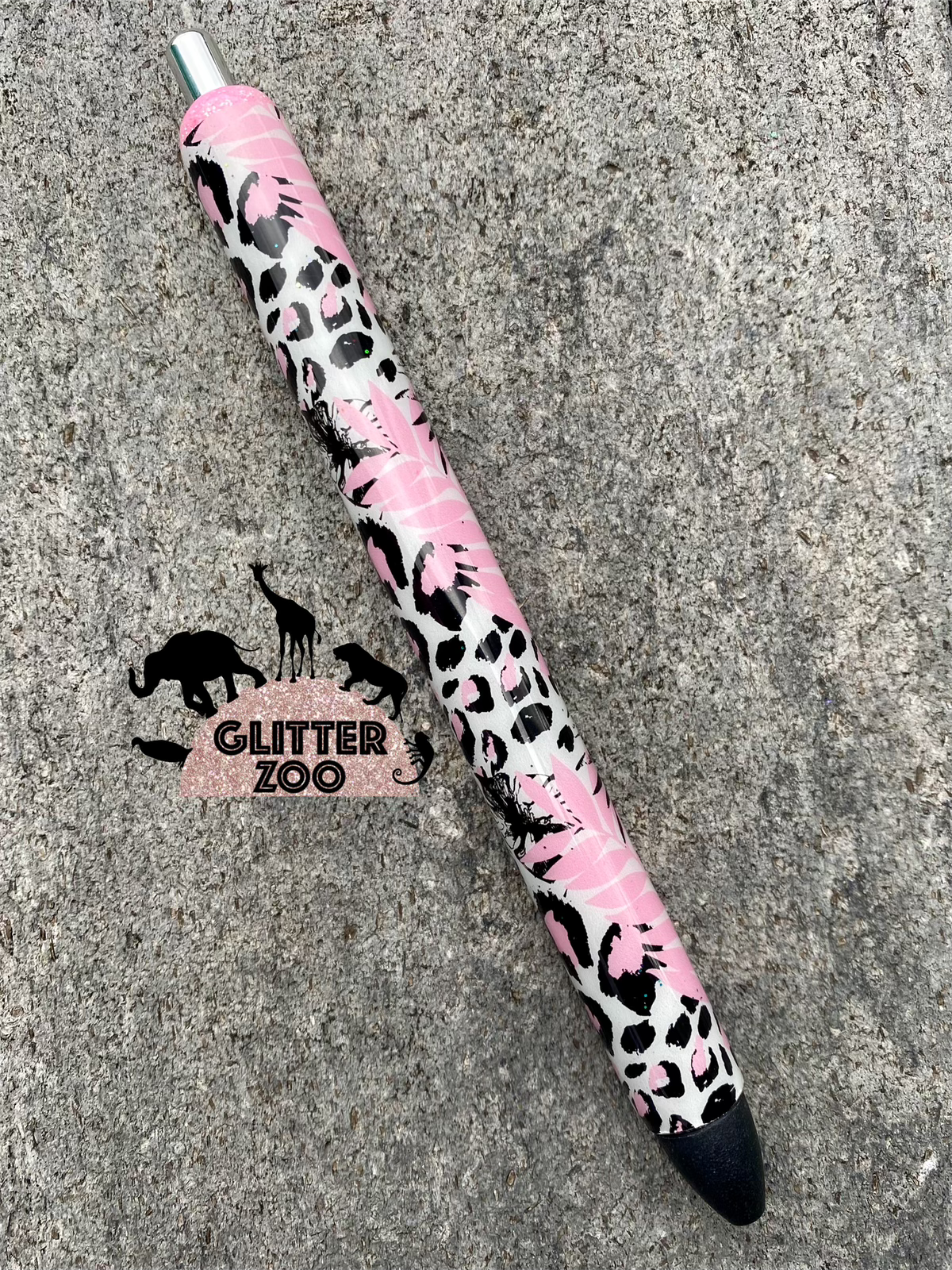 Pink Leopard & Leaves Pen