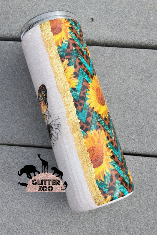 Don’t Rush Your Growth - Sunflower & Leopard Chevron Tumbler