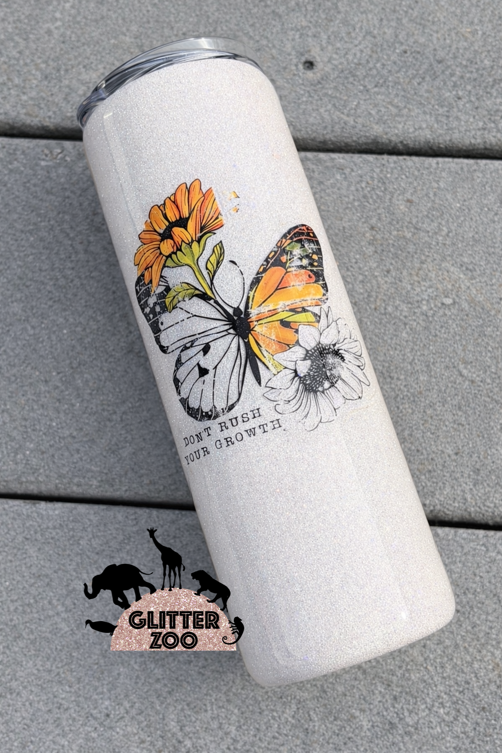 Don’t Rush Your Growth - Sunflower & Leopard Chevron Tumbler