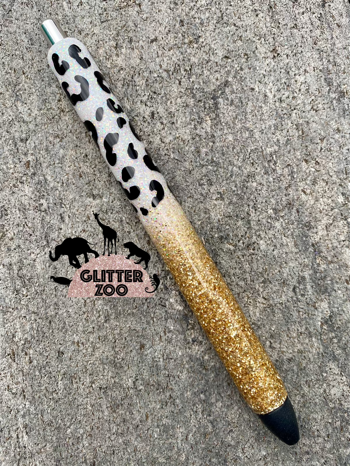 White & Gold Leopard Pen