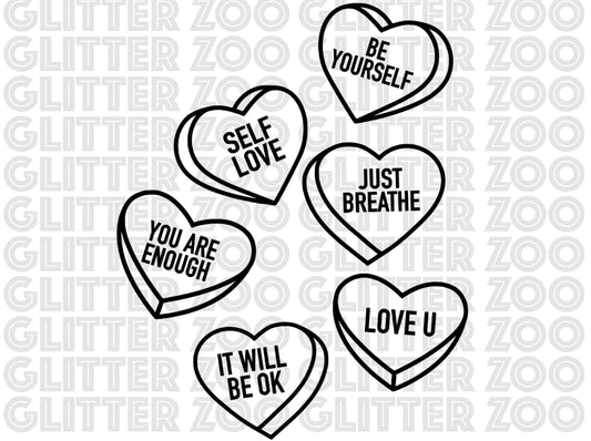 Self Love Candy Hearts SVG