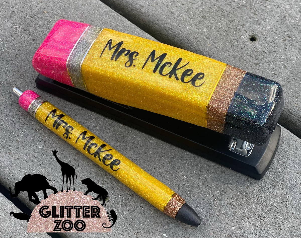 Custom Pen & Stapler Set – Glitter Zoo
